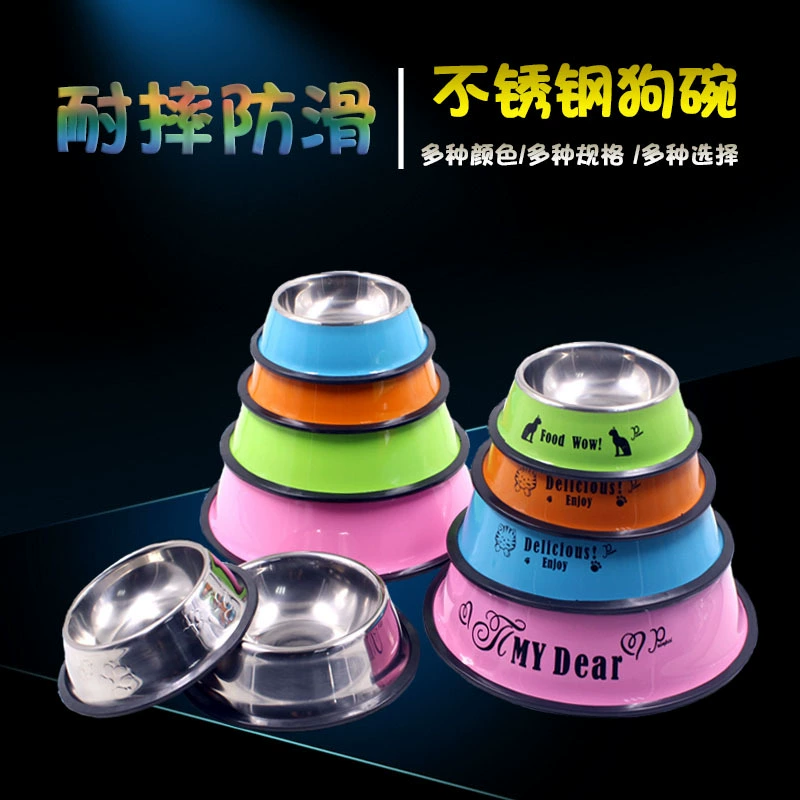Товары для домашних животных Миска для собак из нержавеющей стали Миска для домашних животных Миска для корма для собак Тедди Голден Ретривер Нескользящая и устойчивая к падению Большие и маленькие размеры в наличии