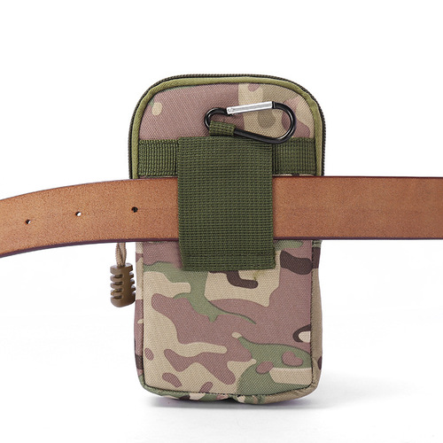 Manufacturer vertical canvas mobile phone sports waist bag multi-functional tactical bag camouflage wear belt casual wholesale