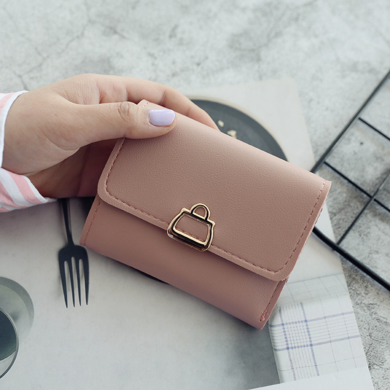 Cross-Border Fashion Trend Personalized Small Lock Metal Buckle Women's Short Wallet Student Mini Wallet Large Capacity Cross-Border Fashion Trend Personalized Small Lock Metal Buckle Women's Short Wallet Student Mini Wallet Large Capacity