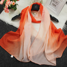 外贸韩版外贸围巾渐变色雪纺双色拼色丝巾春夏外贸 围巾防晒批发