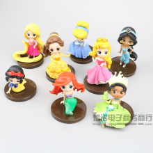 8款Q版白雪公主美人鱼贝儿长发灰姑娘 情景蛋糕装饰摆件公仔娃娃