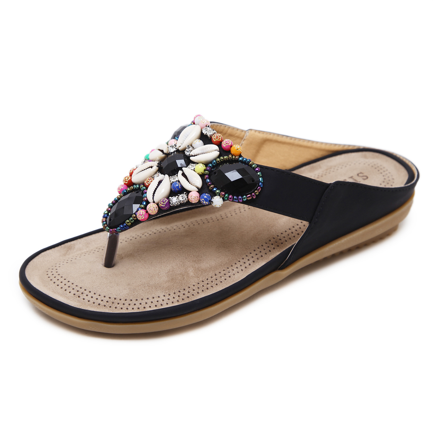 Verano 2024 estilo étnico sandalias mujeres Bohemia playa retro con cuentas Shell Plus tamaño zapatillas mujeres