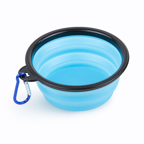 Carefully selected multi-color European and American black frame foldable silicone pet chinchilla bowls, tableware, pet supplies, portable dog bowls