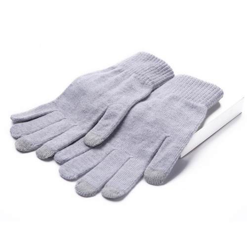 Autumn and winter couple's cashmere wool thread touch screen gloves for men and women with full fingers and five fingers to keep mobile phones warm for students with velvet and thickening