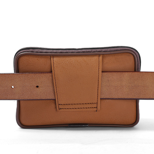 Manufacturer wholesale men's elderly wear belt mobile phone waist bag horizontal style pu leather multi-functional coin key bag Jerdan