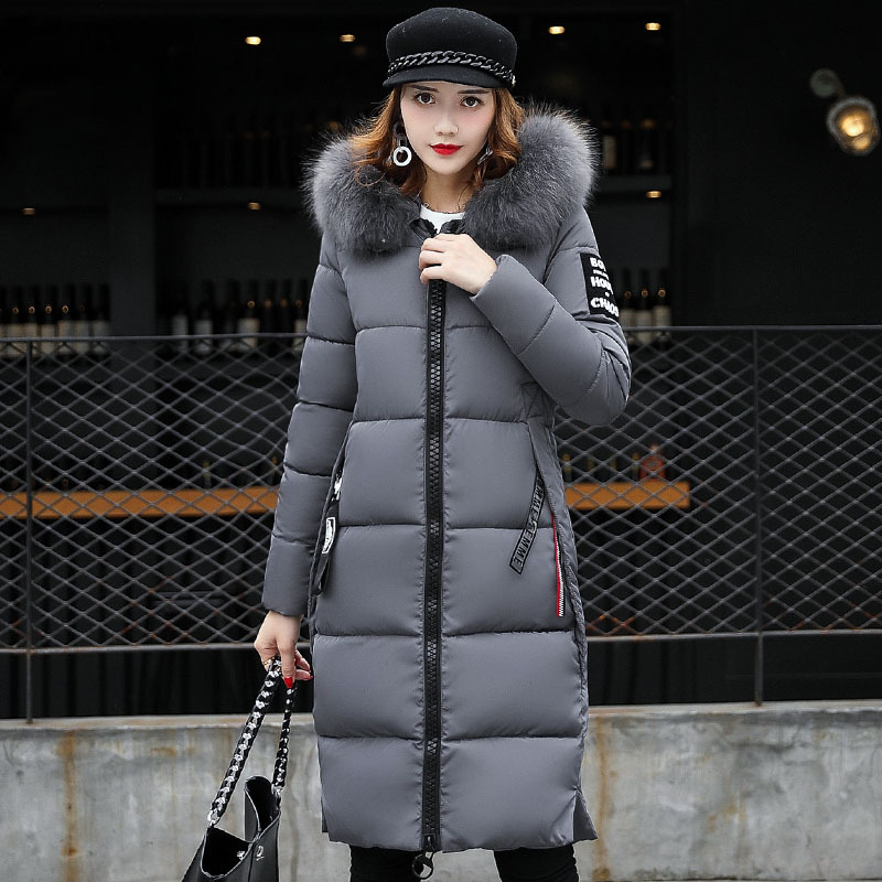 冬季新款棉服女中长款棉袄女大毛领棉衣棉服学生棉服宽松欧美潮款