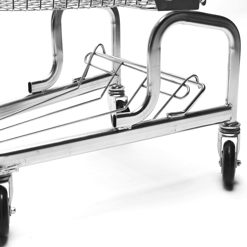 Carrito compras metal doble capa estilo alemán, para centro comercial, supermercado, hogar y compras.