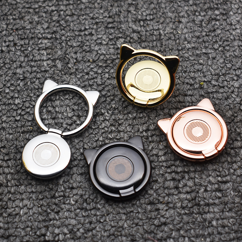Pequeño diablo teléfono móvil soporte de metal gato oído anillo hebilla soporte 360 rotación teléfono móvil de dibujos animados espalda pegatina soporte
