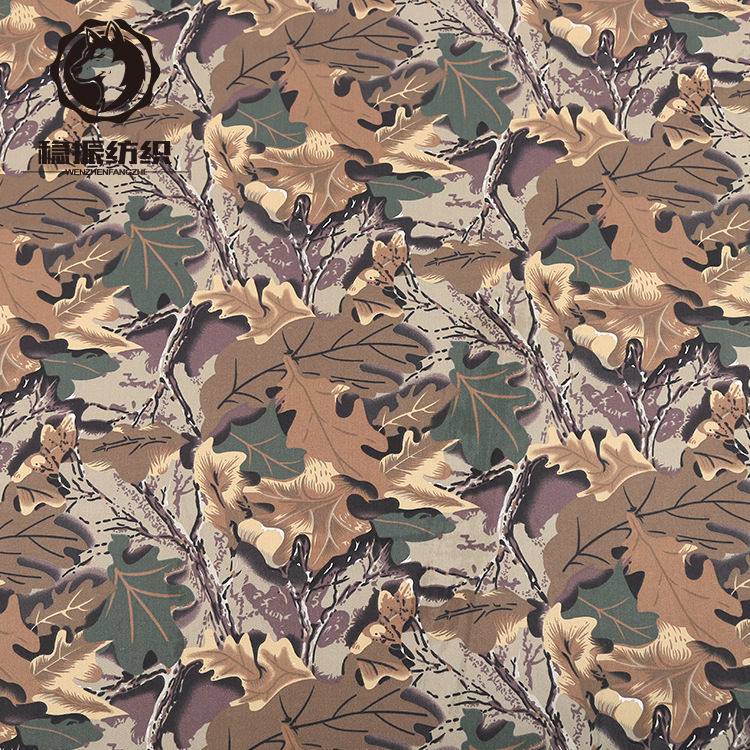 厂家直供户外战术裤子涤棉混纺大树厚纱卡迷彩布面料批发