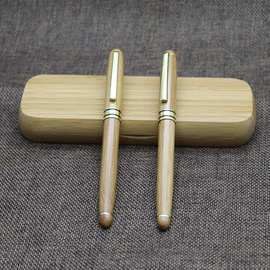 现货批发创意竹子钢笔公司礼品宝珠笔签字笔套装竹子笔盒可定LOGO