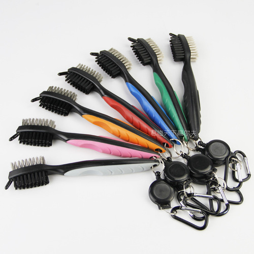 New golf brush, golf cleaning brush, double-sided brush, multi-functional ball brush, 8-color accessories, factory direct sale