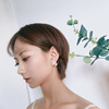 Fashionable cute double-sided earrings from pearl, flowered, European style