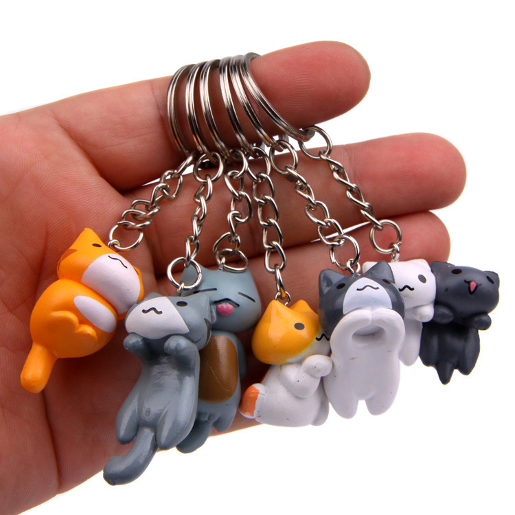 Japanese Cat Cartoon Creative Key Chain Car Key Chain Anime Christmas Key Ring Couple Bag Pendant