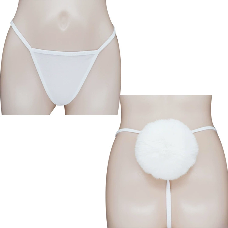 Искусственный мех помпон хвост, съёмный эластичный thong, взрослые, 5 цветов (белый–фуксия)