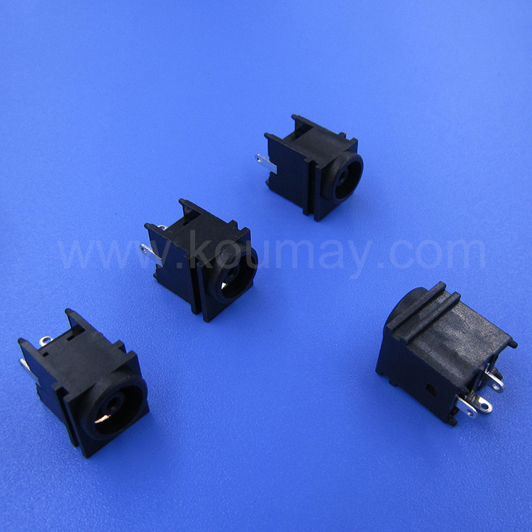 180度直插式DC直流电源插座DC-037 焊线式3PIN4个固定柱