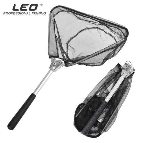 27972 LEO/LEO [aluminum alloy natural color triangle mini fishing net] fly fishing folding hand fishing gear cross-border