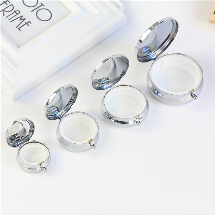 工厂批发金属三格一格圆形可拆药盒 便携迷你滴胶药丸首饰收纳盒