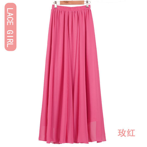 Solid color shiffon autumn long skirt