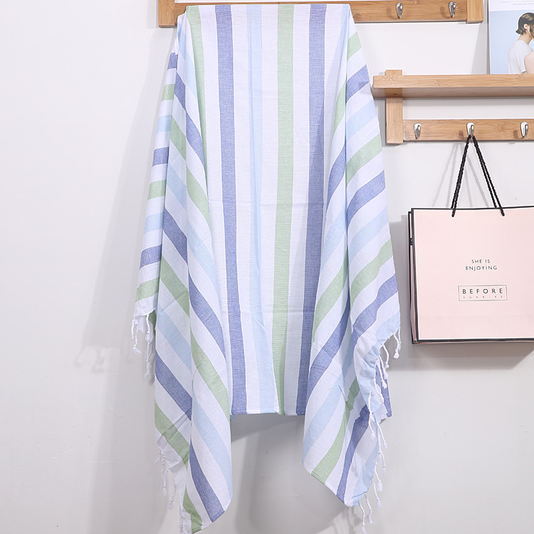 New Foreign Trade Turkey Color Bath Towel Tassel Striped Yarn-dyed Beach Cotton Children's Bath Towel Customizable