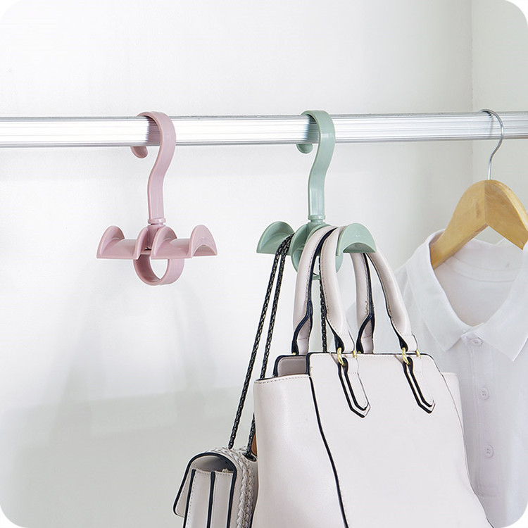 New creative rotatable wardrobe storage rack multi-functional tie rack nail-free simple hook hanging bag rack clothes hook