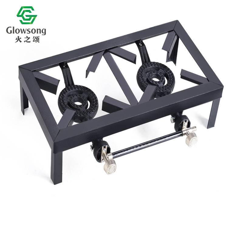 Horno de hierro fundido de acero en ángulo transfronterizo Estufa de gas comercial Estufa desmontable Camping portátil al aire libre Estufa doble de hierro fundido al por mayor