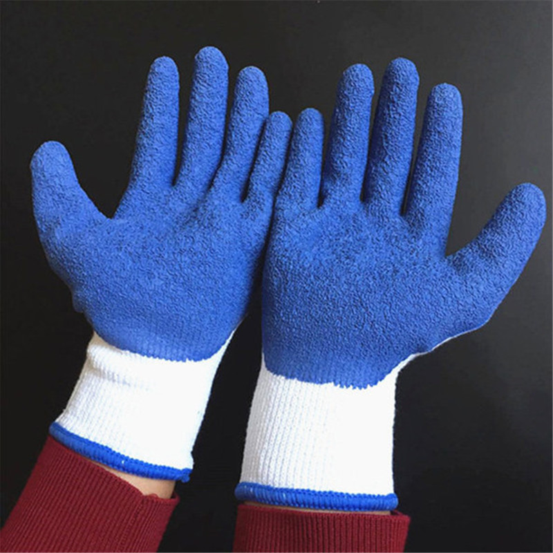 10针乳胶起皱安全防滑手套园艺浸胶劳保手套