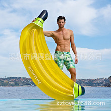 新款加厚PVC水上成人充气香蕉浮排浮床单个香蕉船坐骑游泳圈