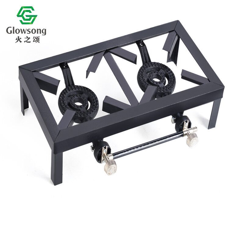 Estufa de gas de acero en ángulo del fabricante, estufa simple de fundición profesional, estufa de gas licuado extraíble portátil, estufa exterior