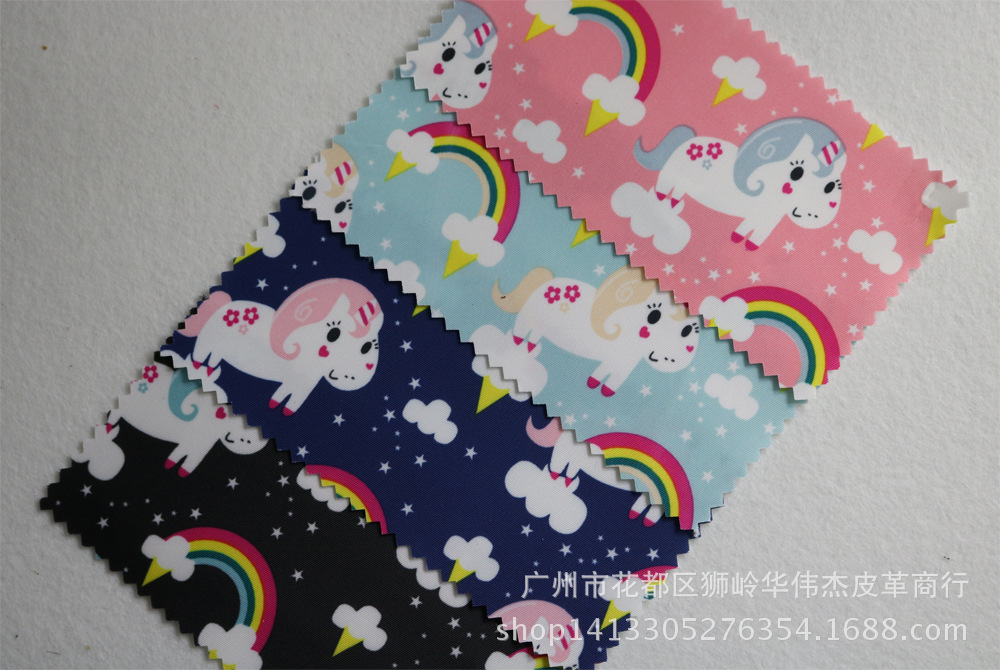 厂家批发 卡通动物小绵羊290T斜纹复合 印花防水面料 包袋牛津布