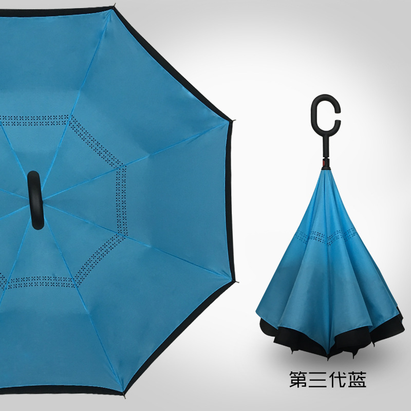 逆傘二重傘立っているC型ハンズフリー車逆傘ストレート傘広告傘印ロゴメーカー現物