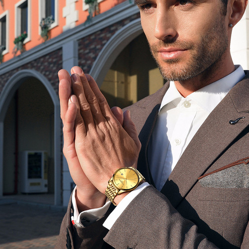 Ultra Thin Men's Stainless Steel Strap Quartz Men's Watch Calendar Waterproof Watch Wholesale Watch Watch Men's Factory Direct Sales