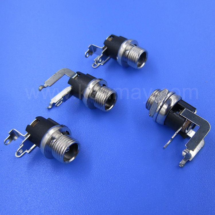 带螺丝圈90度插件焊线式DC-025M-T电源插座 2.0/2.5针芯