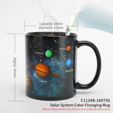 星空太阳系变色杯陶瓷杯感温创意杯星辰大海变色马克杯厂家批发