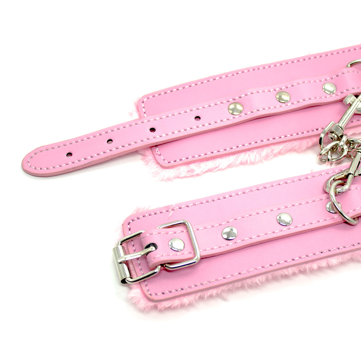 Esposas y tobilleras de felpa rosa de PU para mujeres, juguetes sexuales para adultos de entrenamiento, del fabricante.