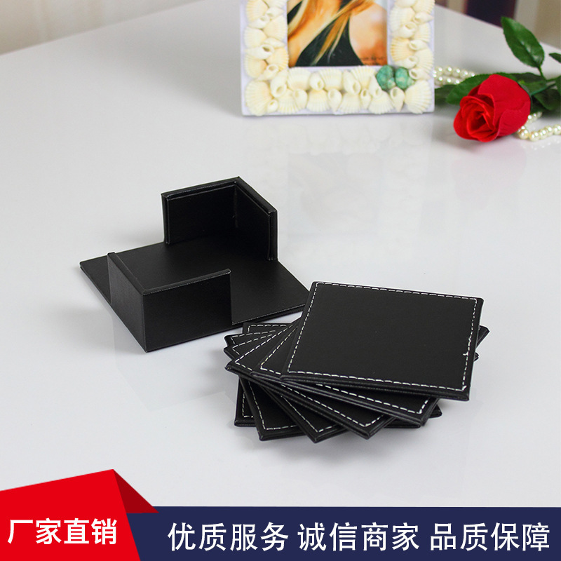 Double-sided Leather Coaster PU Leather Dining Table Mat Coffee Coaster Heat Insulated Water Coaster Large Leather Business Office Supplies