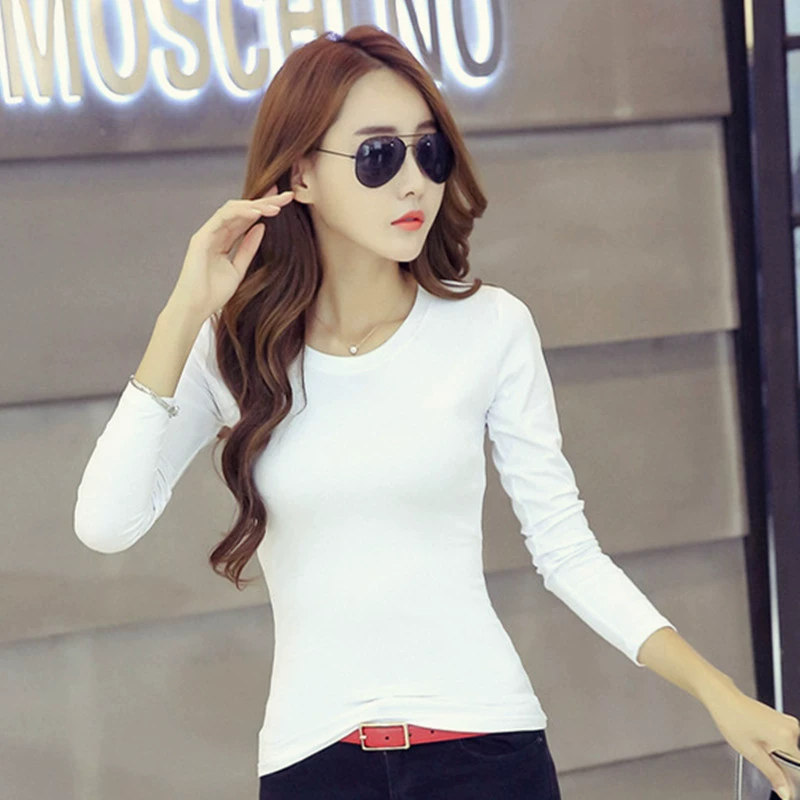 2025 новая женская черно-белая женская весенняя футболка с длинными рукавами, осенняя женская футболка, женская тонкая рубашка из молочного шелка, ebay