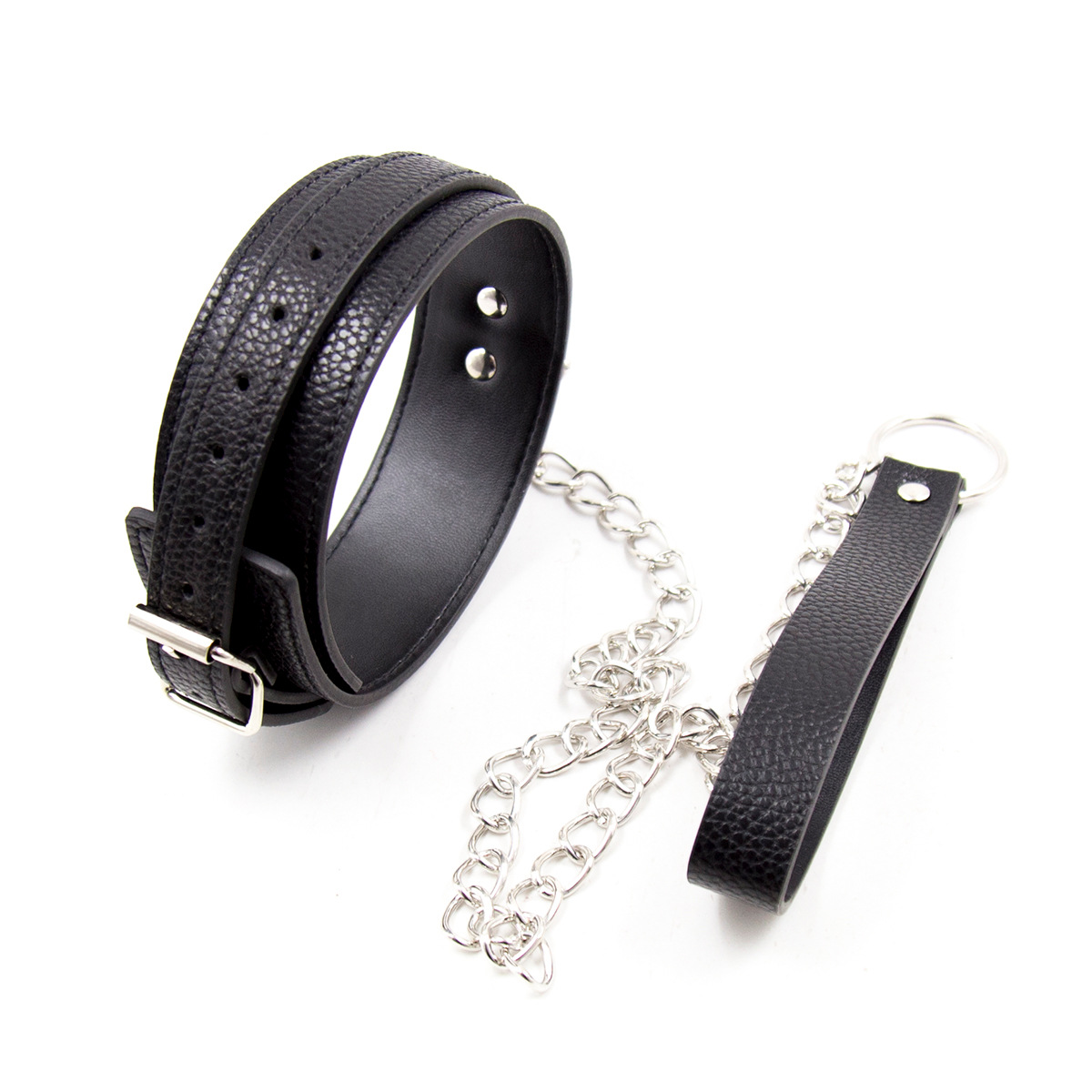 Tienda de fábrica juguetes sexuales cuello de cuero vinculante cadena de hierro pareja juguetes cuello cubierta de la cadena de hierro hebilla coqueteo Juguetes