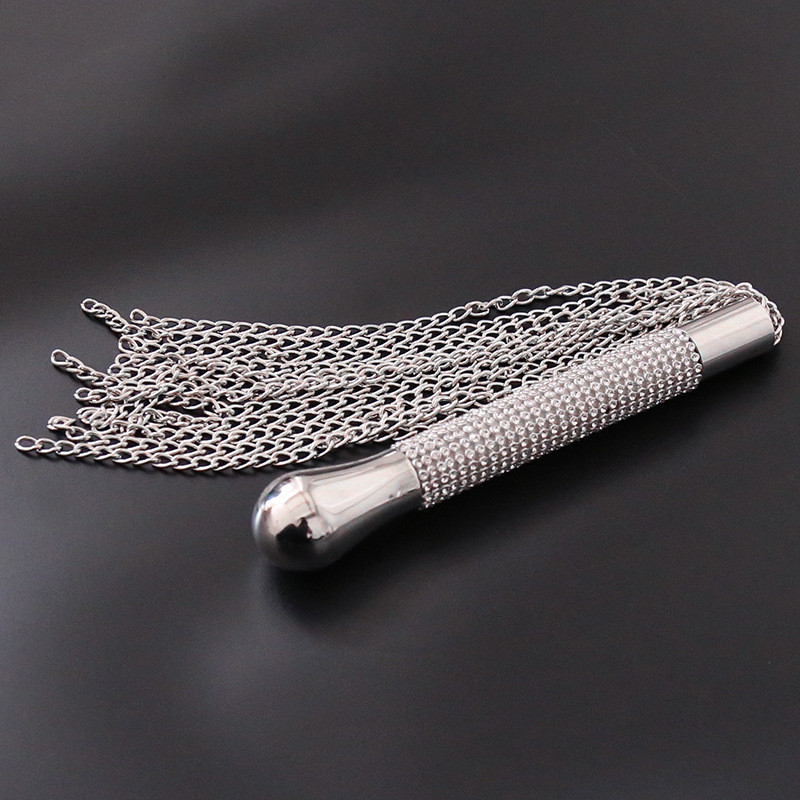 Látigo de juguete para adultos, venta caliente, mango de diamante, cadena de hierro, látigo con cadena pesada, látigo de caballo, látigo de enseñanza, juguete sexual, identificación