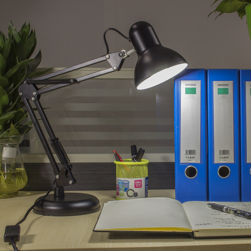 Led Desk Lamp with Long Arm for Office Work, Study, Desk Clamp, Reading, Computer, Iron Art, Rechargeable Desk Lamp with Long Battery Life