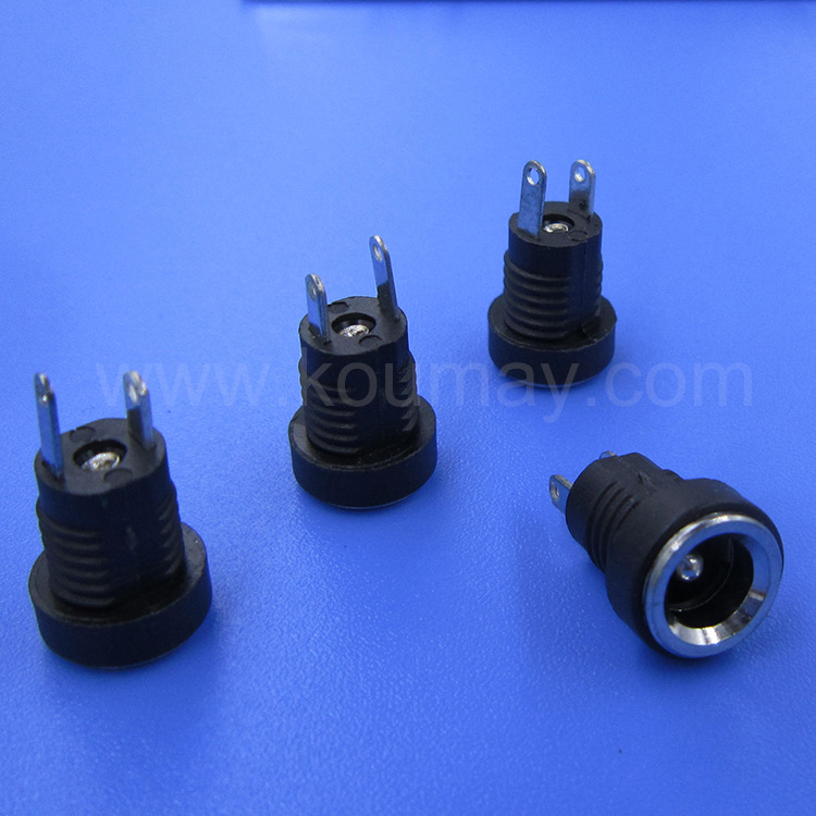 孔内带金属圈2脚DC电源插座DC-022B/后带螺丝圈