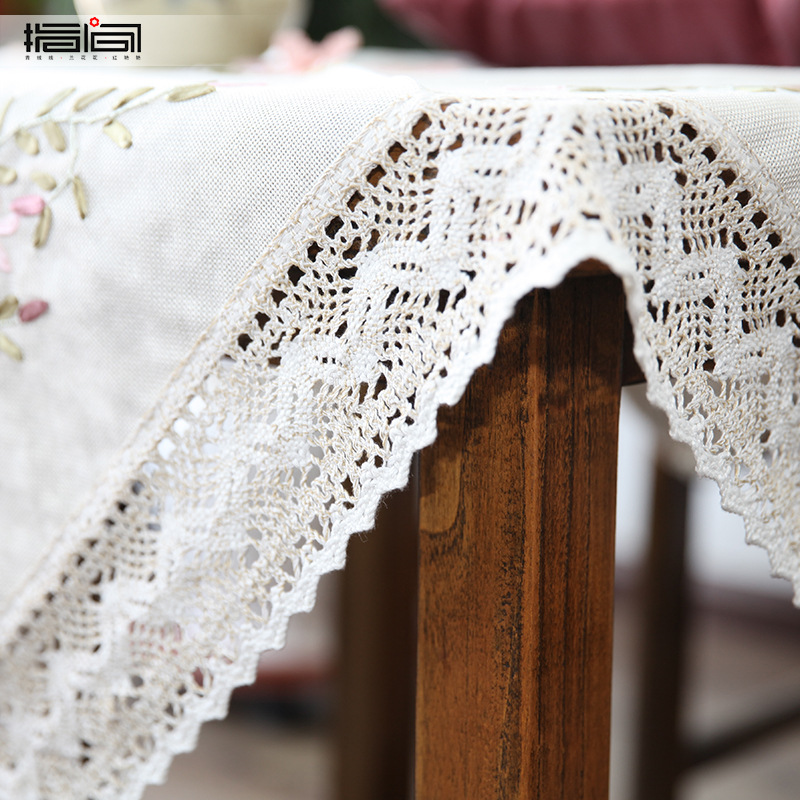 Jinhao bordado DIY mantel tela pastoral pequeño fresco rectangular mesa de café mantel cuadrado mantel