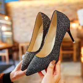 高跟鞋女式大码单鞋.Women's high heels, 9 cm high, size 35-40