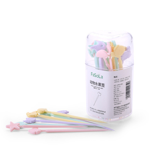 FaSoLa simple fashionable animal cartoon fruit fork food grade ABS plastic creative fruit picks can be used repeatedly