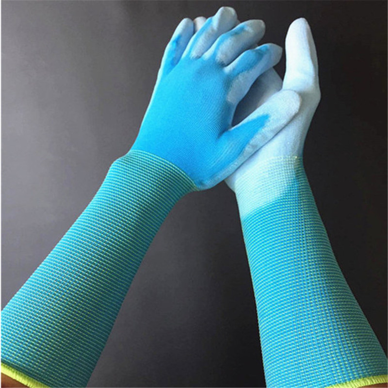 13针涤纶尼龙掌浸PU劳保浸胶长袖花园手套女士园艺手套