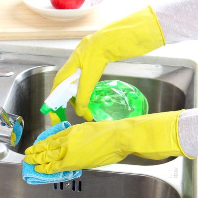 Housework clean rubber glove household latex kitchen laundry Dishwashing brush waterproof durable Thin section Leather Gloves