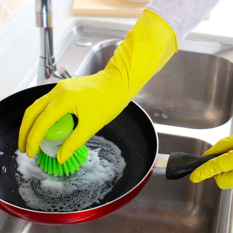 Limpieza del hogar guantes de goma látex hogar Cocina Lavandería plato cepillo impermeable durable guantes de cuero fino