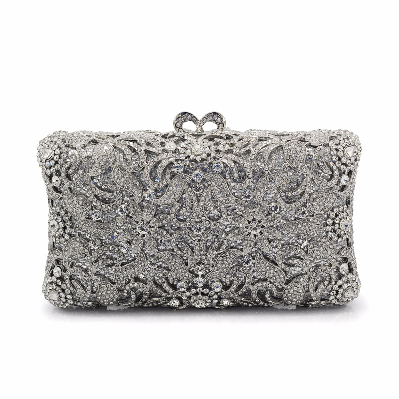 BL082 bolsas de diamante de metal hueco bolsas de banquete de cristal bolsas de diamantes bolsas de mano bolsas de diamantes de plata