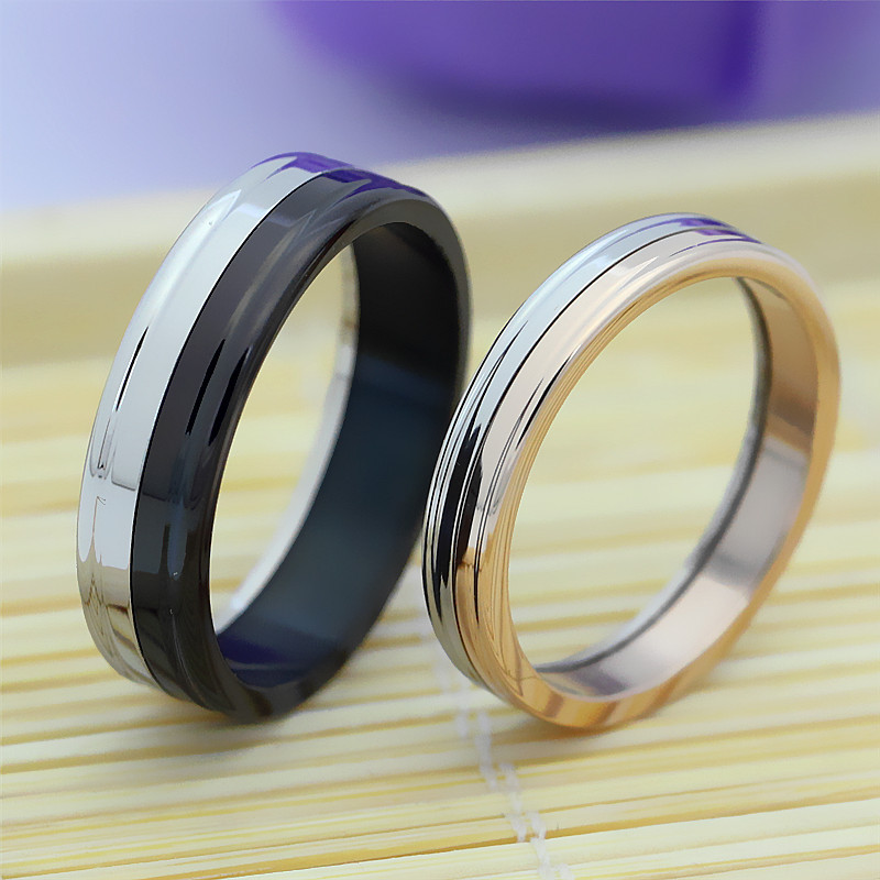 奥维洛韩饰经典简约时尚风格钛钢戒指日韩热销情侣双色对戒特价