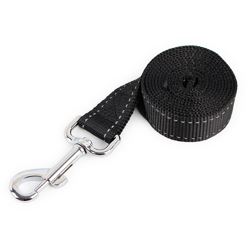 Fabricante en stock Hawo cinturón plano de seda reflectante cinturón de tracción simple perro caminando cuerda de tracción de nylon correa de tracción suministros para mascotas