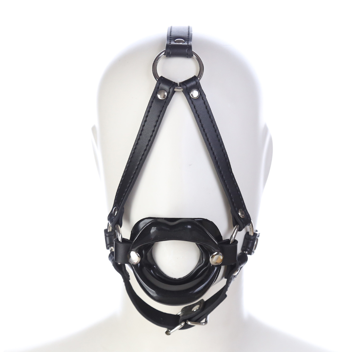 Mordaza en forma de arnés de caballo, restricción bucal erótica de agua bendita, mordaza de cuero para juegos sexuales, bola bucal para mujeres, abridor de boca. image 6